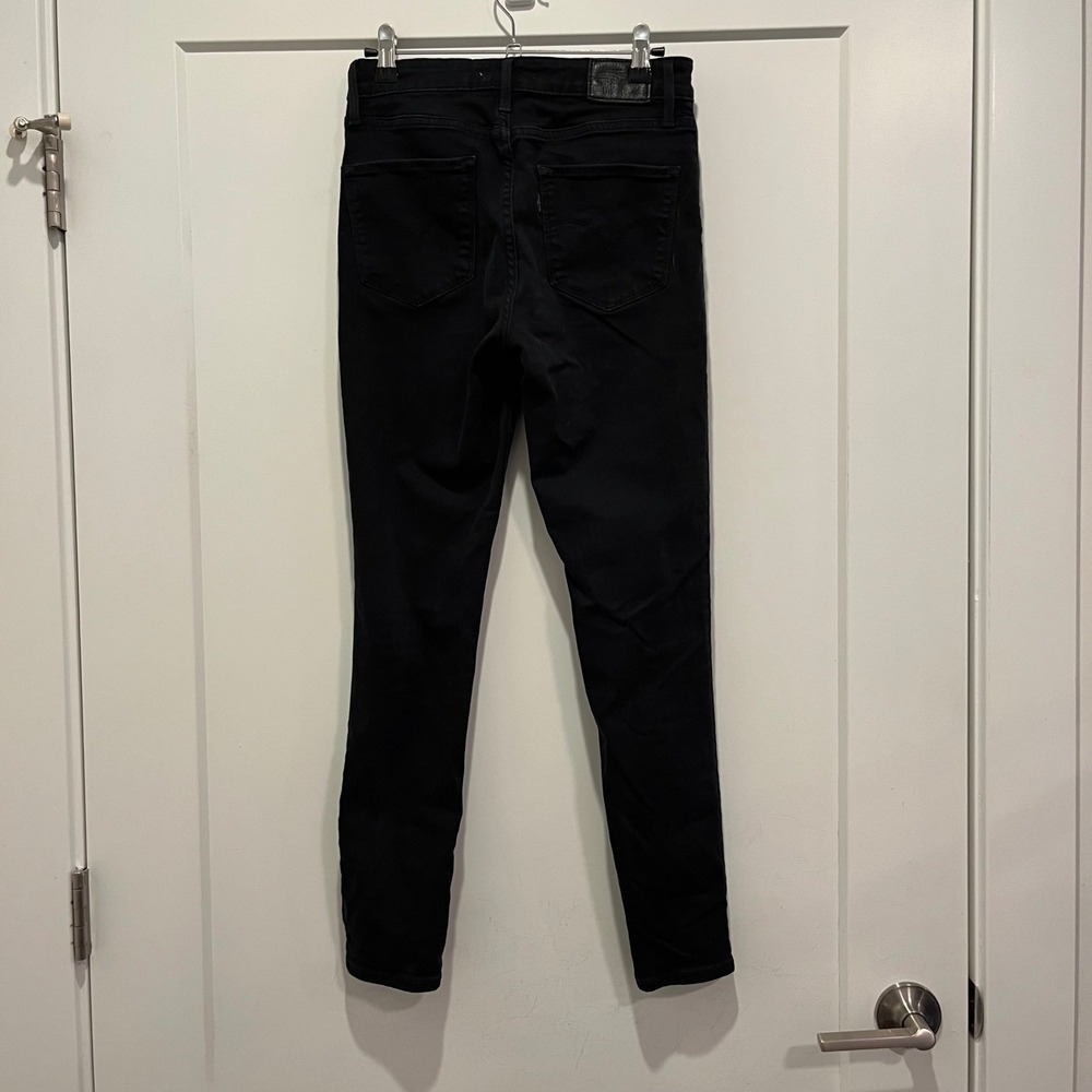 Levis Premium 721 High Rise Skinny Jeans Black Denim Women's Size 27
